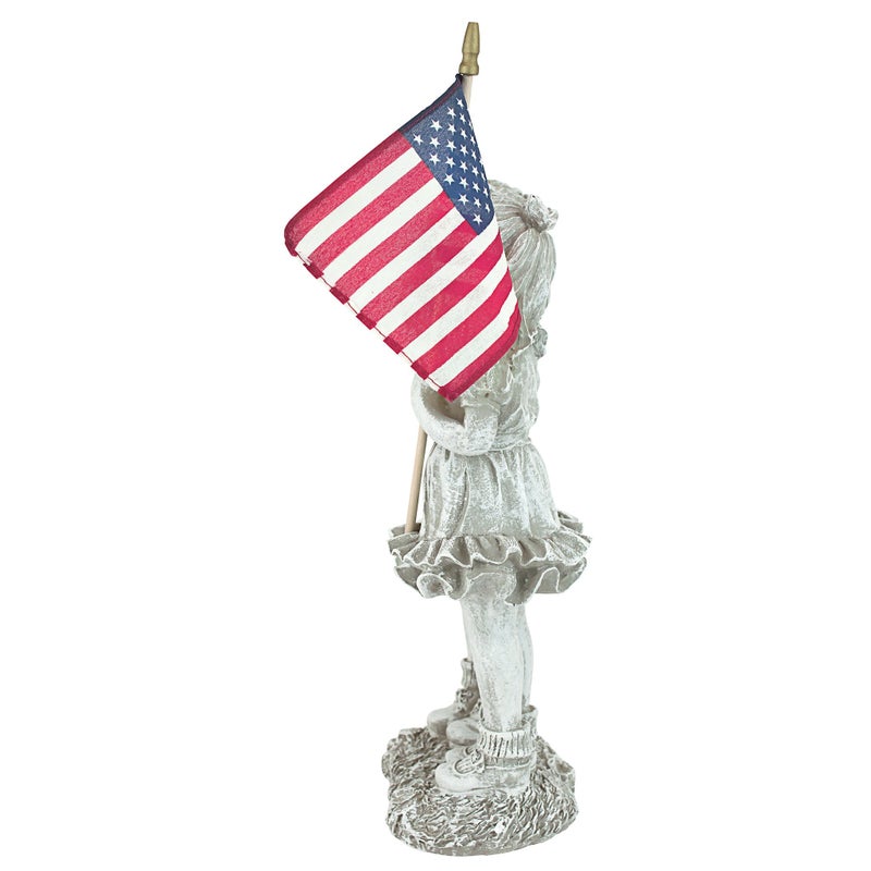Design Toscano QM7512030 Patriotic Flag Children Statue,Antique Stone - Image 3